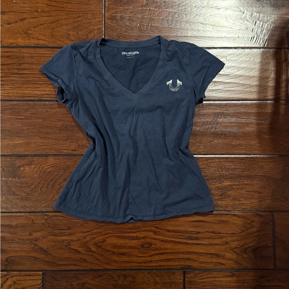 True Religion Women's Navy V-Neck Top